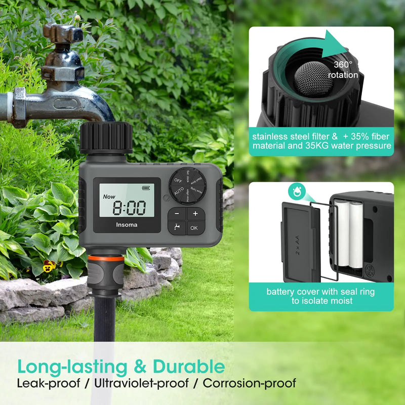 Insoma timer automatico per l'acqua sistema di irrigazione intelligente timer per irrigazione attrezzatura per programmatore da giardino display LCD IPX7
