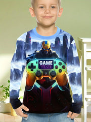 Abbigliamento per bambini Ragazzi Tshirt Manica lunga Cool Gamepad Modello Stampa - immagine 13