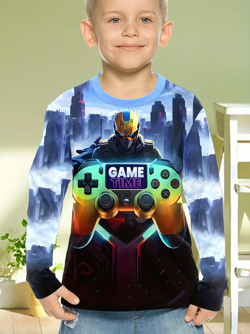 Abbigliamento per bambini Ragazzi Tshirt Manica lunga Cool Gamepad Modello Stampa - immagine 13