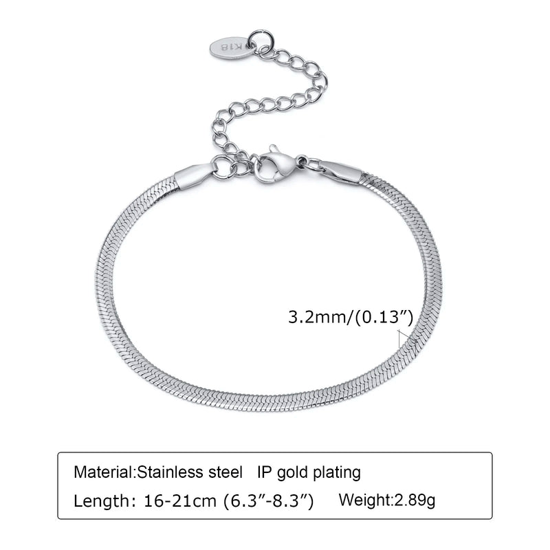 Bracciale a catena da donna color argento bracciali impilabili in acciaio inossidabile - immagine 13