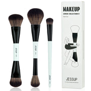 Jessup Set di pennelli per trucco bifacciali Fondotinta Contorno Blush Miscelazione - immagine 11