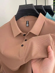 Polo da Golf Uomo Casual per Esterni T-Shirt Estiva di Alta Gamma - Cachi M(US 38) - immagine 25