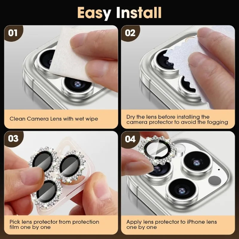 1 Set di Protezioni per Lenti Fotocamera in Vetro Diamantato – Design - immagine 4