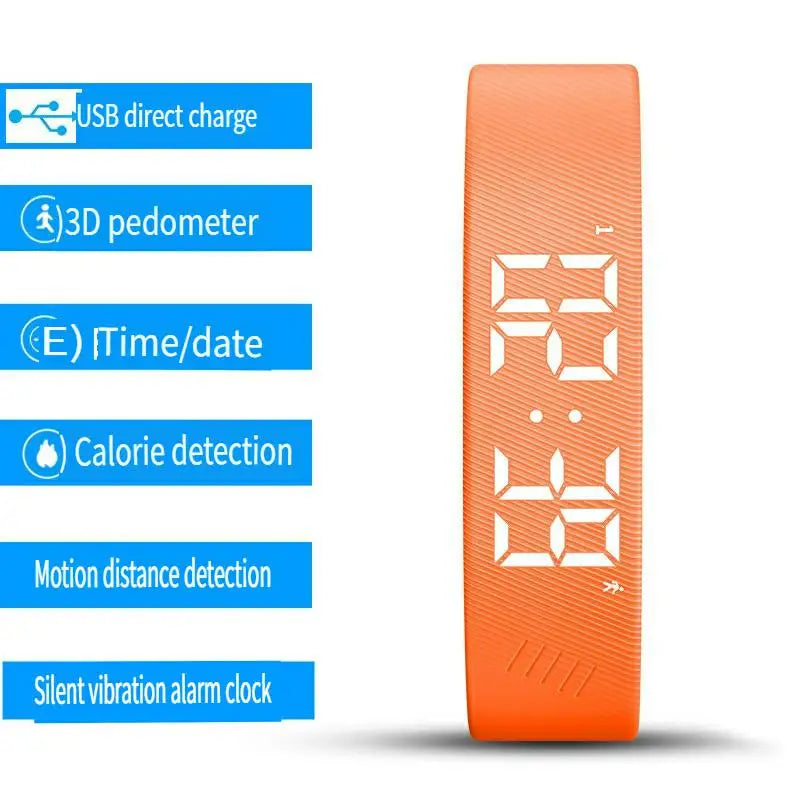 Smartband LED Fitness – Braccialetto Contapassi Impermeabile con Sveglia a Vibrazione
