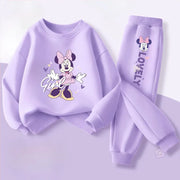 Primavera Autunno Stile Set di abbigliamento per bambini Neonate O Collo Felpa - Purple Purple-A1 100(1-2Y) - immagine 7