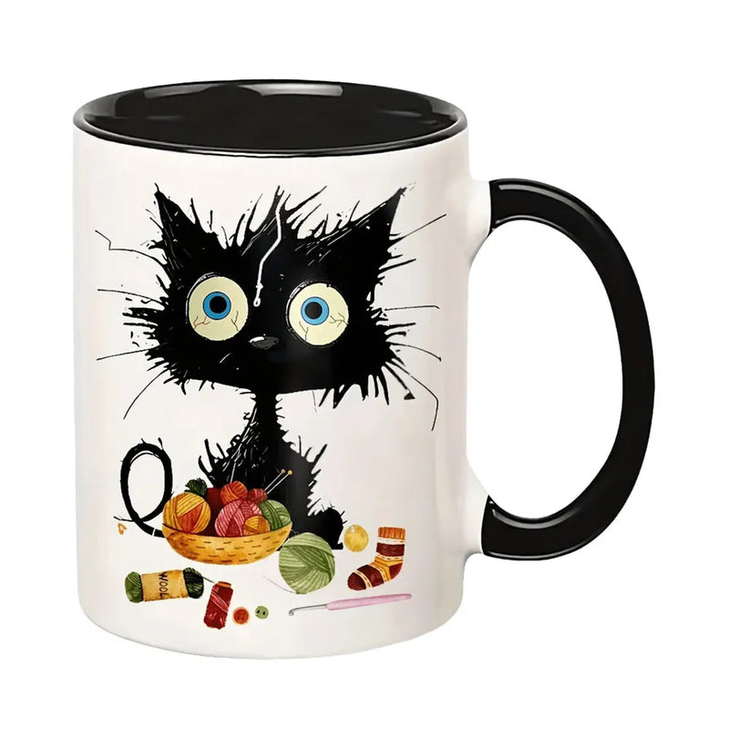 Tazza da tè pomeridiano per gatti da 11 once tazza da caffè multifunzionale in ceramica tazza da caffè in porcellana tazza da caffè tazza da caffè per gli amanti dei gatti