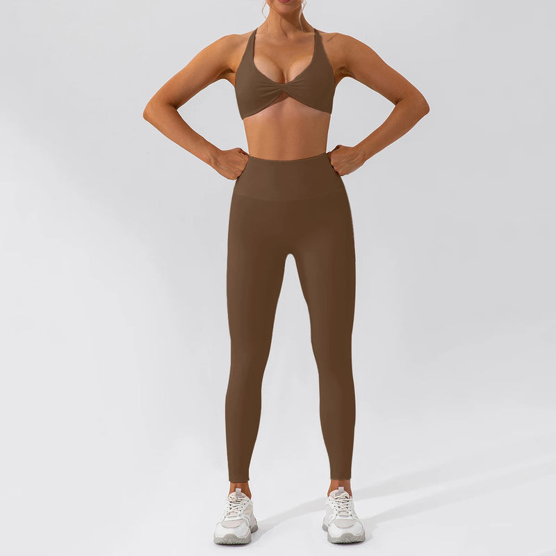 Completo fitness donna 2 pezzi hearuisavy – leggings push up vita alta e top maniche lunghe, traspirante quick dry - Campeda