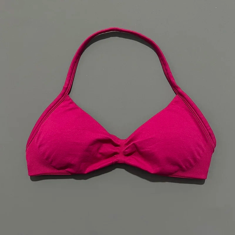 Reggiseno sportivo con spalline Intimo yoga Donna Palestra Top Corsa Esercizio senza - Berry - immagine 29