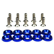 Kit Bulloni JDM M6x20 in Alluminio (10 Pezzi) – Rondelle Anodizzate Parafango, Viti Universali Auto per Cofano, Paraurti e Targa - Campeda