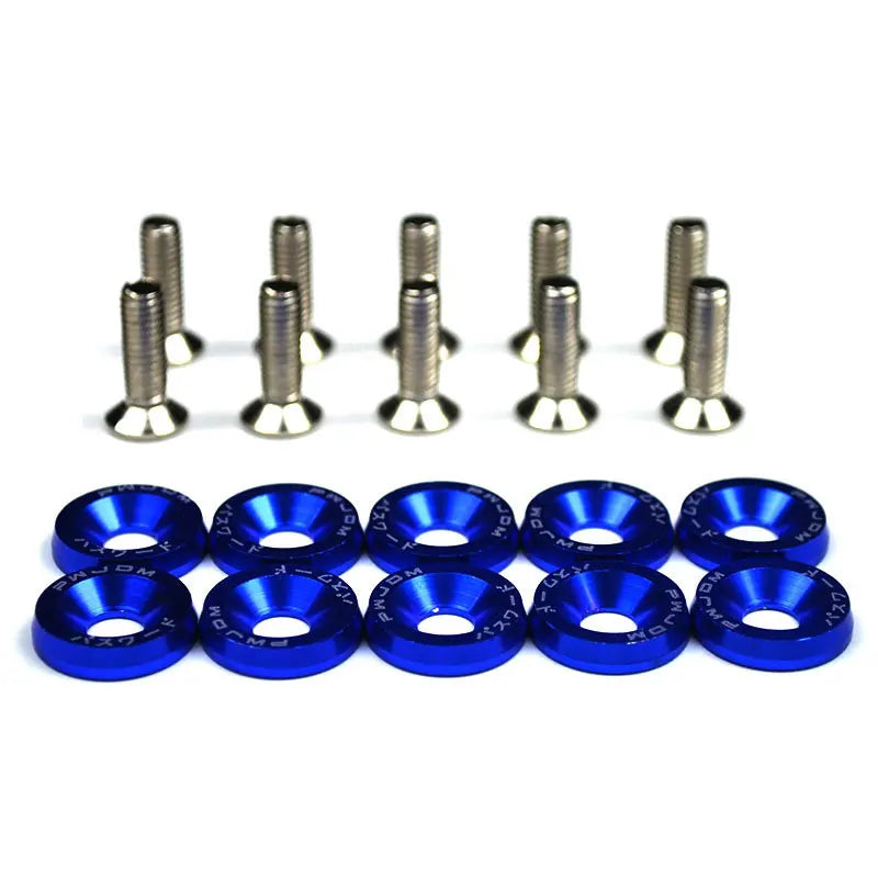 Kit Bulloni JDM M6x20 in Alluminio (10 Pezzi) – Rondelle Anodizzate Parafango, Viti Universali Auto per Cofano, Paraurti e Targa - Campeda