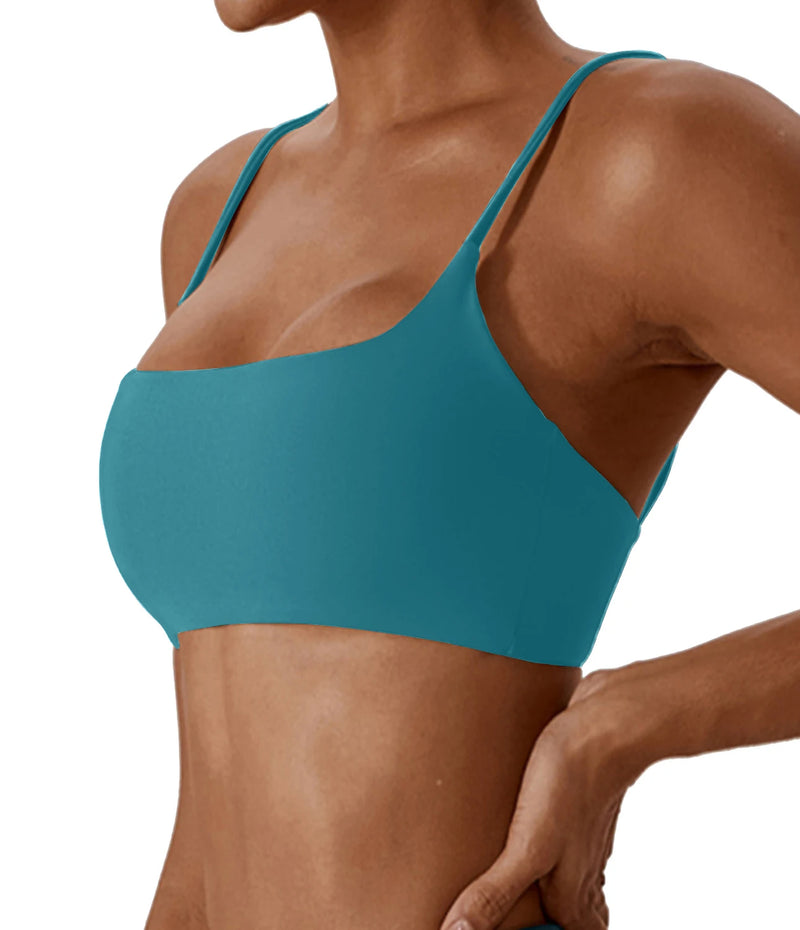 Reggiseno sportivo incrociato sul retro in tessuto super morbido fitness top - immagine 9