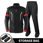 WOSAWE Tuta da pioggia Giacca impermeabile divisa moto Pantaloni antipioggia - BH211-B-BH111 Black EU S (ASIA M) - immagine 1