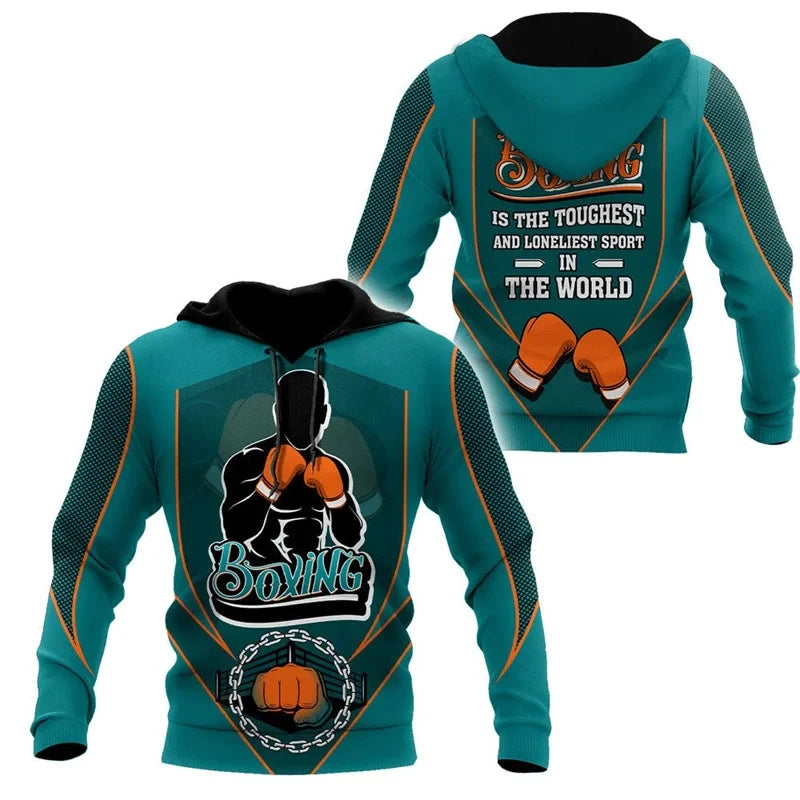 Felpa con cappuccio da boxe stampa 3D di moda abbigliamento uomo sportivo Pop - immagine 8