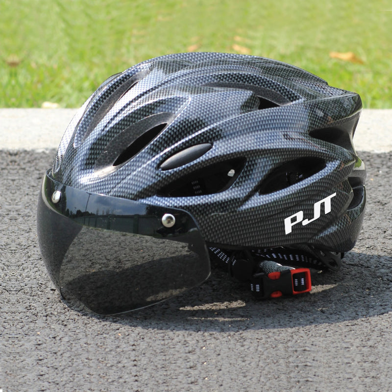 Casco Ciclismo PJT con Occhiali Magnetici – MTB e Strada Ultraleggero con Visiera Rimovibile