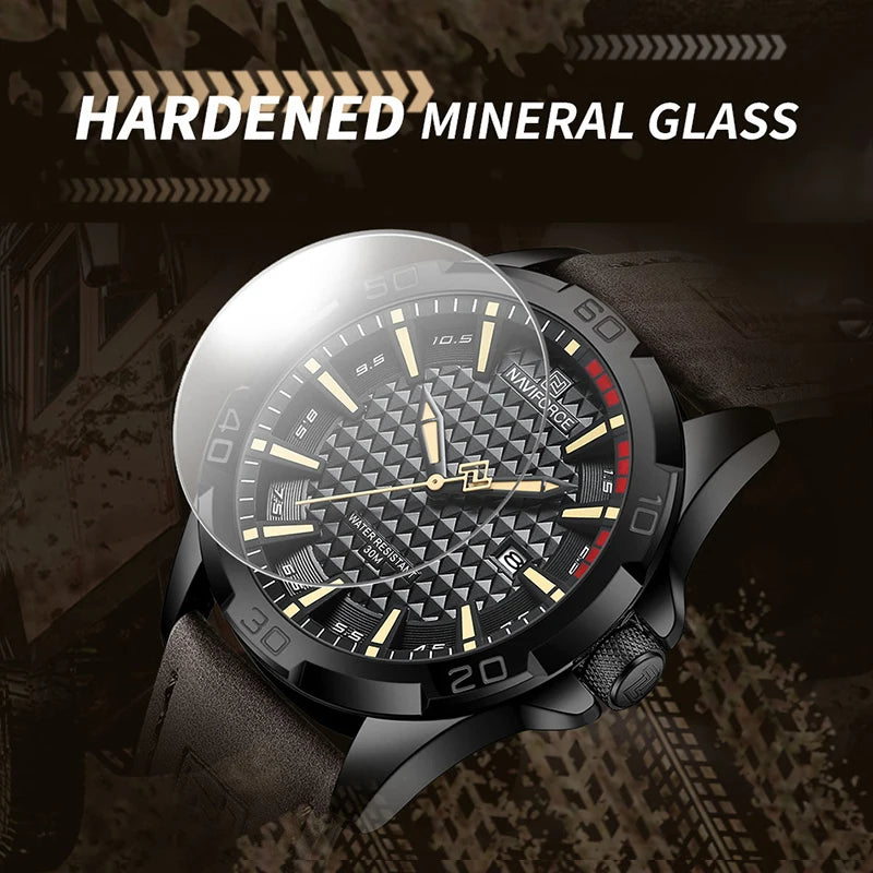 Orologio Uomo NAVIFORCE Quartz – Sportivo Militare Impermeabile con Calendario, Cinturino in Pelle