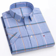 Camicia Oxford da uomo Bamboople – maniche corte, traspirante, casual business, plaid, estate e primavera - Campeda