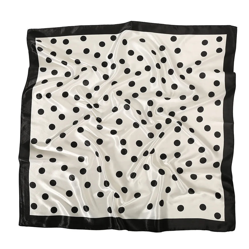 Foulard quadrato con stampa a pois da donna sciarpa in seta - immagine 5