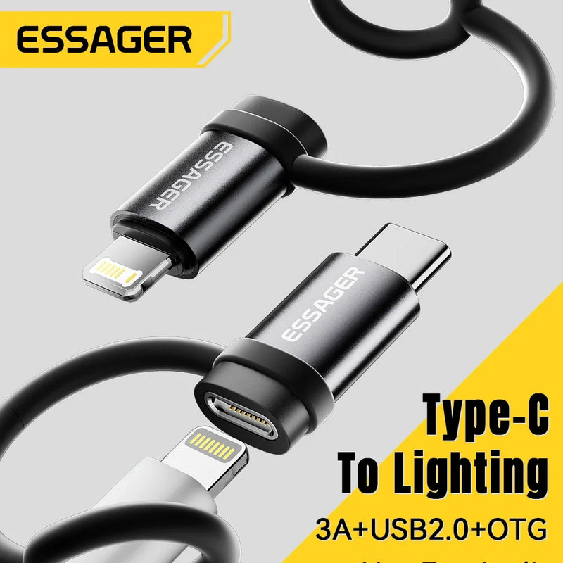 Adattatore Essager da Lightning a USB C 3A per Ricarica Rapida OTG iPhone