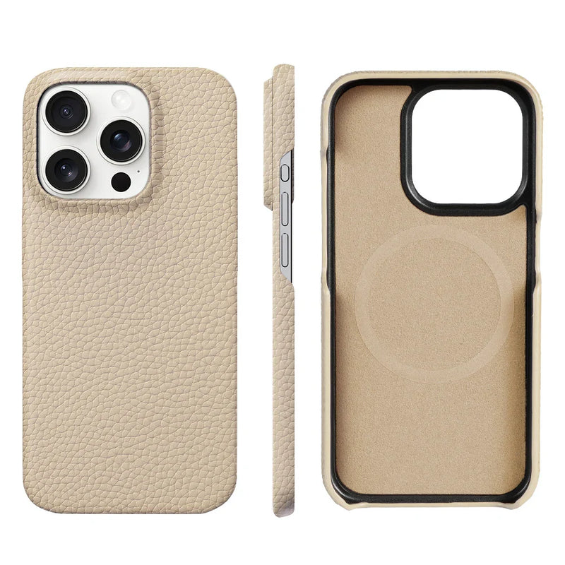 per custodia Magsafe per iPhone 17 15 16 Pro Max Air 17Pro pelle bovina naturale litchi protezione magnetica cover posteriore per telefono di lusso