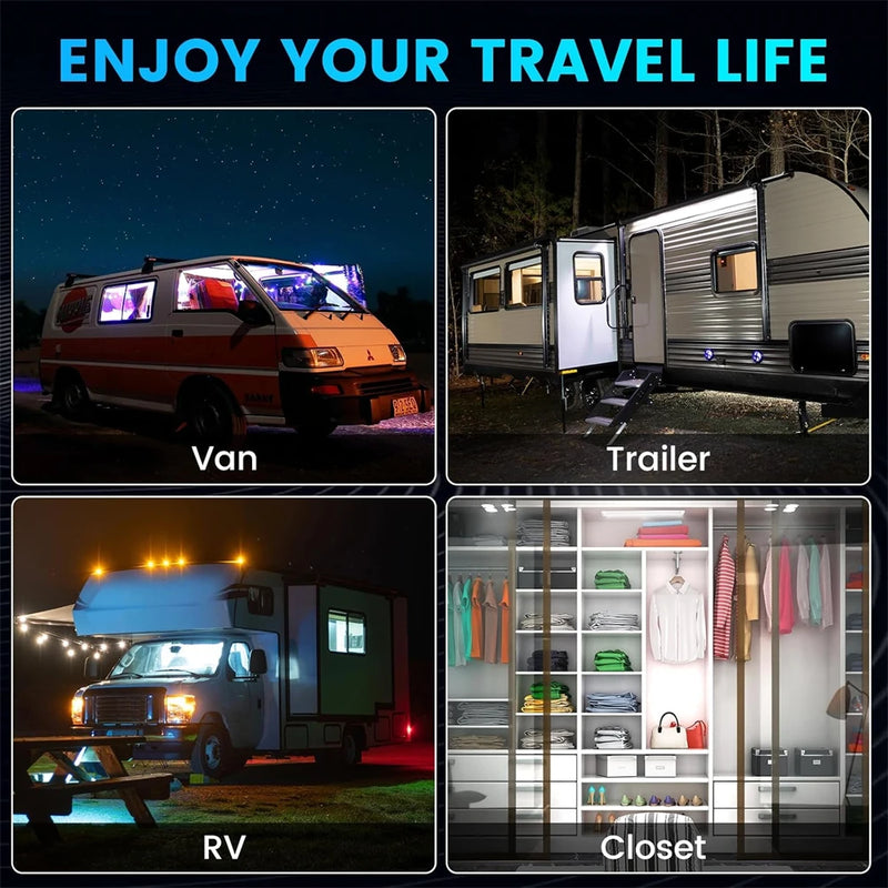 2PCS 120 LED RV Tronco Luce 12v/24v Roulotte Soffitto Rimorchio Camper Van Camion - immagine 8