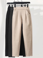Pantaloni di lana a 3 colori matita Harem da donna Autunno Inverno vita