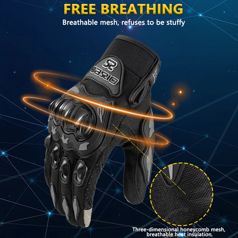 Guanti Moto Estivi Touch Screen – Traspiranti Antiscivolo con Protezione Nocche, Guanti Motocross e Racing Unisex - Campeda