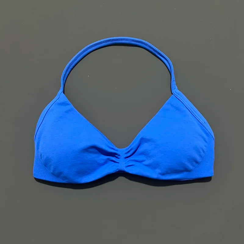 Reggiseno sportivo con spalline Intimo yoga Donna Palestra Top Corsa Esercizio senza - Electric Blue - immagine 7