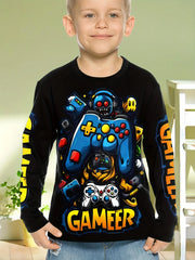 Abbigliamento per bambini Ragazzi Tshirt Manica lunga Cool Gamepad Modello Stampa - immagine 8