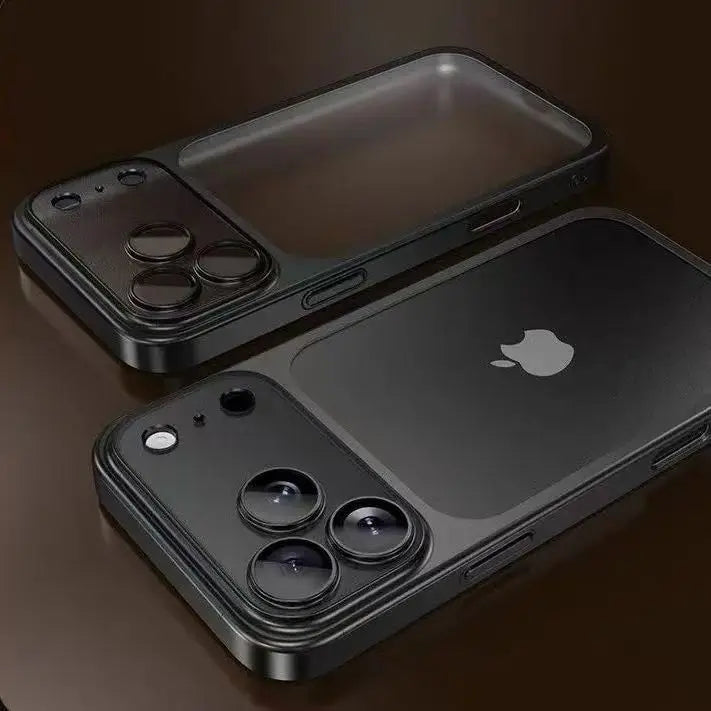 Custodia per telefono trasparente per PC a colori con placcatura di lusso per iPhone 17 16 15 14 13 Pro Max Protezione per obiettivo ad aria Cover rigida con piastra posteriore opaca