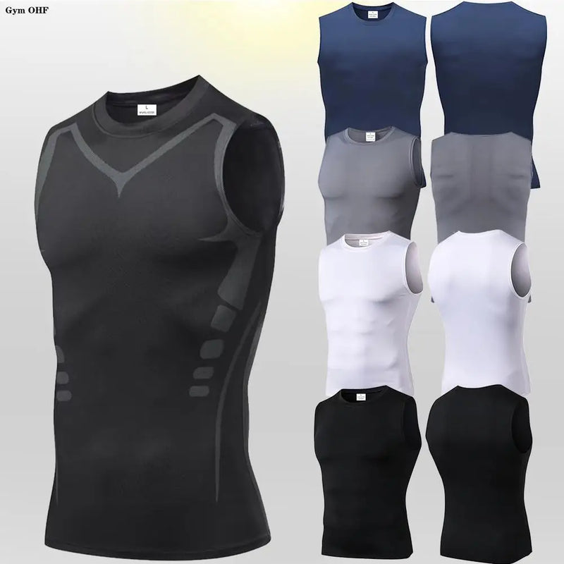 Canotta uomo compressione in Lycra – maglia palestra traspirante ad asciugatura rapida per corsa e fitness