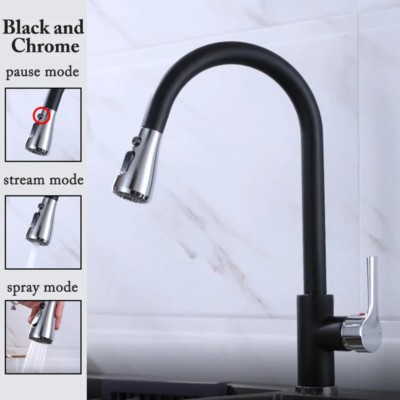 Rubinetto da cucina nero Estraibile Lavello Miscelatore per spruzzatore a flusso - immagine 10