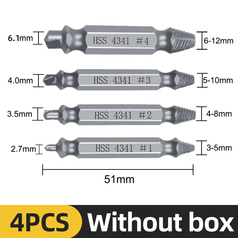 TOOLEYE Set di estrattori per viti danneggiate Set di punte da trapano centrali Strumenti per la lavorazione del legno Estrattore per bulloni rotti Estrattore per viti