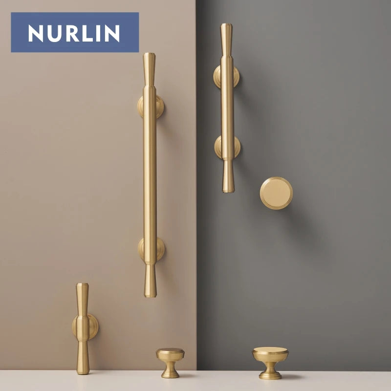 Nurlin Ottone massiccio Stile europeo di lusso Maniglia per mobili Manopole Barre a - immagine 5