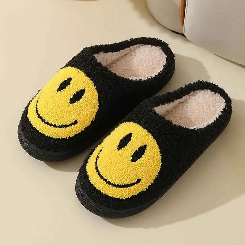 Sorriso carino Pantofole soffici da donna Inverno Interno Punta chiusa Pantofole calde per coppia Donna antiscivolo Tacco piatto Pelliccia Scivoli per la casa Scarpe