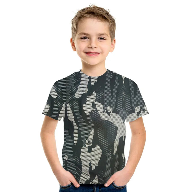 Abbigliamento per bambini Camouflage Colore Stampa 3D T-shirt Ragazzi Ragazze 2-10 - immagine 11
