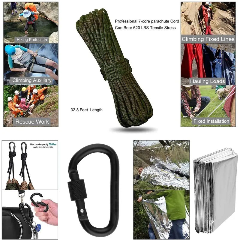 Kit Sopravvivenza Emergenza Professionale – Set Tattico Multifunzione con Primo Soccorso SOS per Campeggio e Outdoor