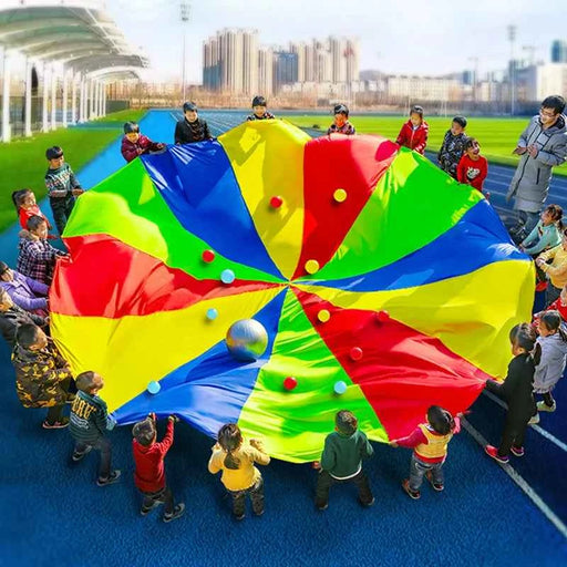 Giochi per bambini all'aperto i bambini giocano con il giocattolo del paracadute arcobaleno 2M 3M 5M attività di lavoro di squadra cooperativo bomboniere divertenti di carnevale per feste