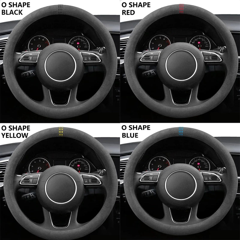 Coprivolante Auto 37-38 cm in Pelle Scamosciata Premium – Antiscivolo, Traspirante e Avvolgente, Copri Volante Universale Accessori Interni Auto - Campeda
