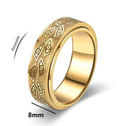 Anelli Spinner in acciaio inossidabile antistress per uomo Intagliato Demon Eye Girevole Fidget Ansia Anello congiunto Gioielli Bague Homme - Campeda