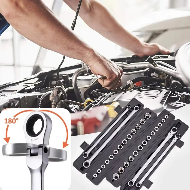 15PCS Kit di chiavi a cricchetto regolabili in acciaio al cromo vanadio Set di chiavi dinamometriche per risparmiare manodopera per utensili manuali di riparazione auto