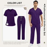 Abbigliamento da lavoro uomo Scrub clinici alla moda Set Uniformi mediche ospedaliere - Grape purple S - immagine 21
