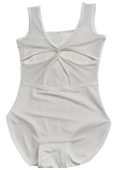 Body da balletto donna Manica a tromba ballo Colletto alla coreana Maglia pieghe - white S