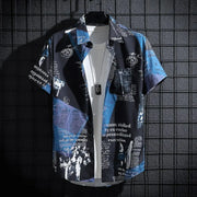 Camicia da uomo a maniche corte con stampa – top da spiaggia leggero e casual, abbigliamento estivo da tempo libero - Campeda