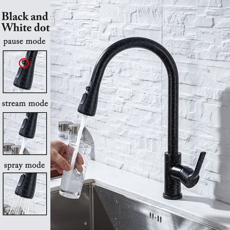 Rubinetto da cucina nero Estraibile Lavello Miscelatore per spruzzatore a flusso - 04043PBWM Star Nero
