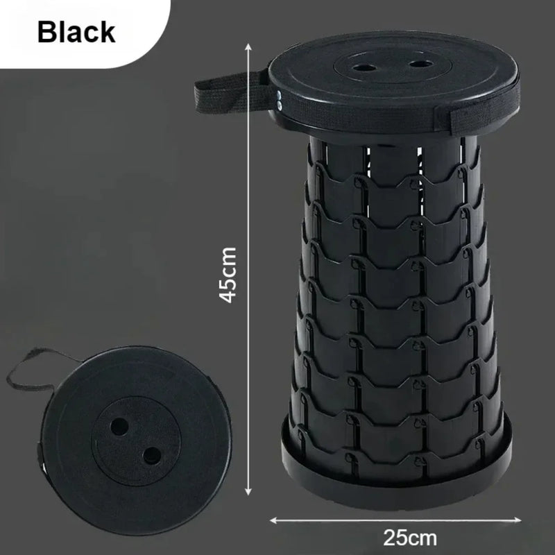 Sedia telescopica pieghevole in plastica, sgabello portatile con altezza regolabile, perfetta per la pesca, la spiaggia e il campeggio.