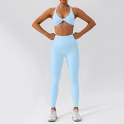 Completo fitness donna 2 pezzi hearuisavy – leggings push up vita alta e top maniche lunghe, traspirante quick dry - Campeda