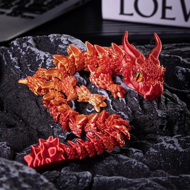 3D Stampato Drago Magico Giocattolo 3D Girevole Articolato per Ufficio e Decorazione Desk