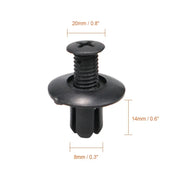 Rivetti Auto 8mm in Plastica Nera – Clip di Fissaggio Premium per Paraurti, Parafango e Pannelli, Compatibili con Toyota, Nissan, Kia, Subaru - Campeda