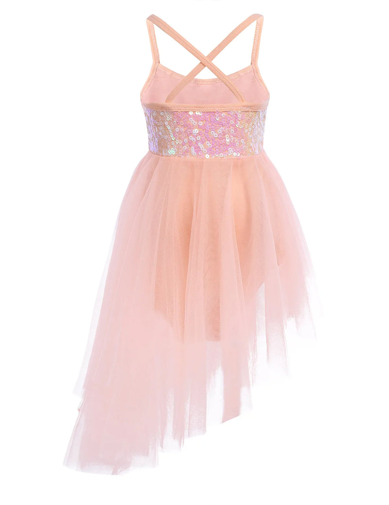 Vestito da Balletto Bambina con Paillettes – Body Danza con Gonna in Tulle Elegantesport