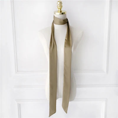 Foulard lungo stretto donna 190x5 cm in chiffon tinta unita, sciarpa sottile elegante per collo, capelli e accessori borsa